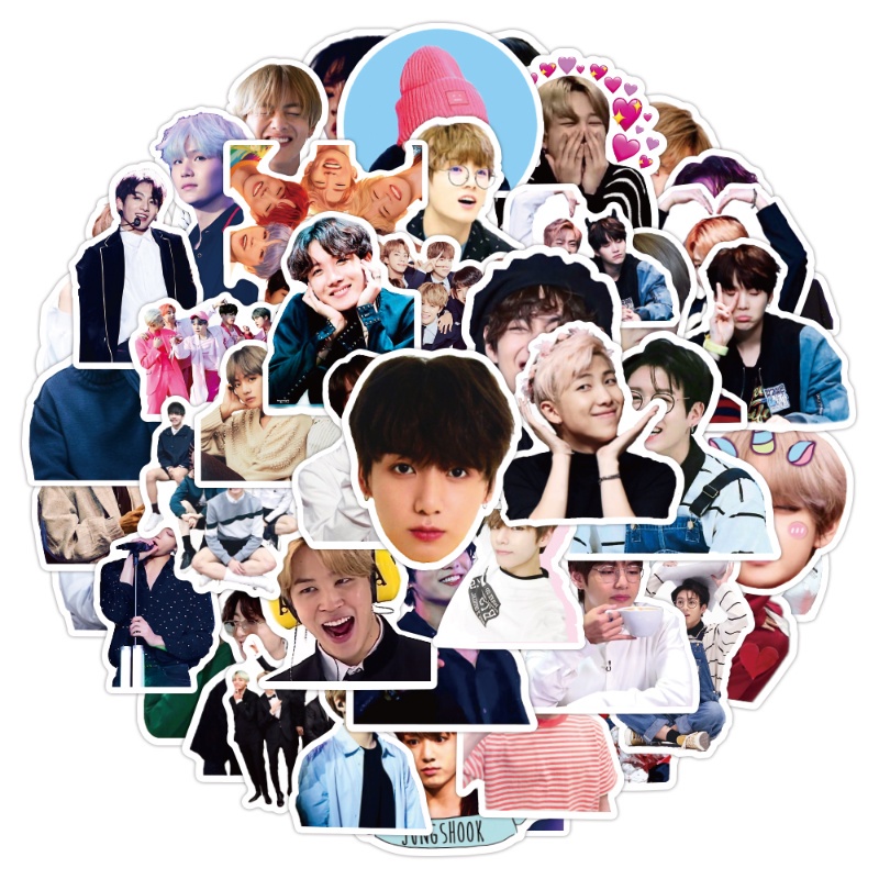 Set 50 Miếng Dán BTS Chống Nước Trang Trí Chai Nước / Laptop / Tạp Chí Ốp