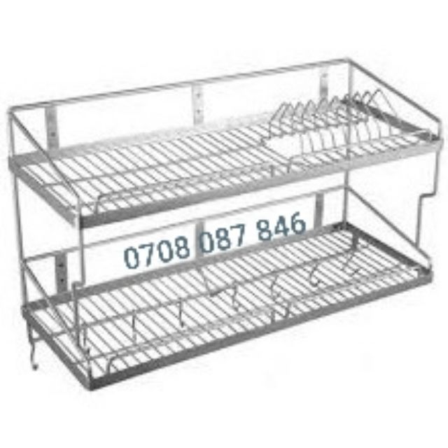 Kệ chén 2 tầng inox 304 (đủ size), treo tường-KC05