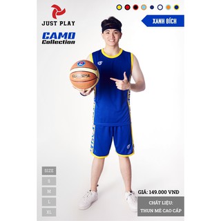 Set quần áo bóng rổ CAMO - Màu Xanh Bích - Vải Mè Cao Cấp