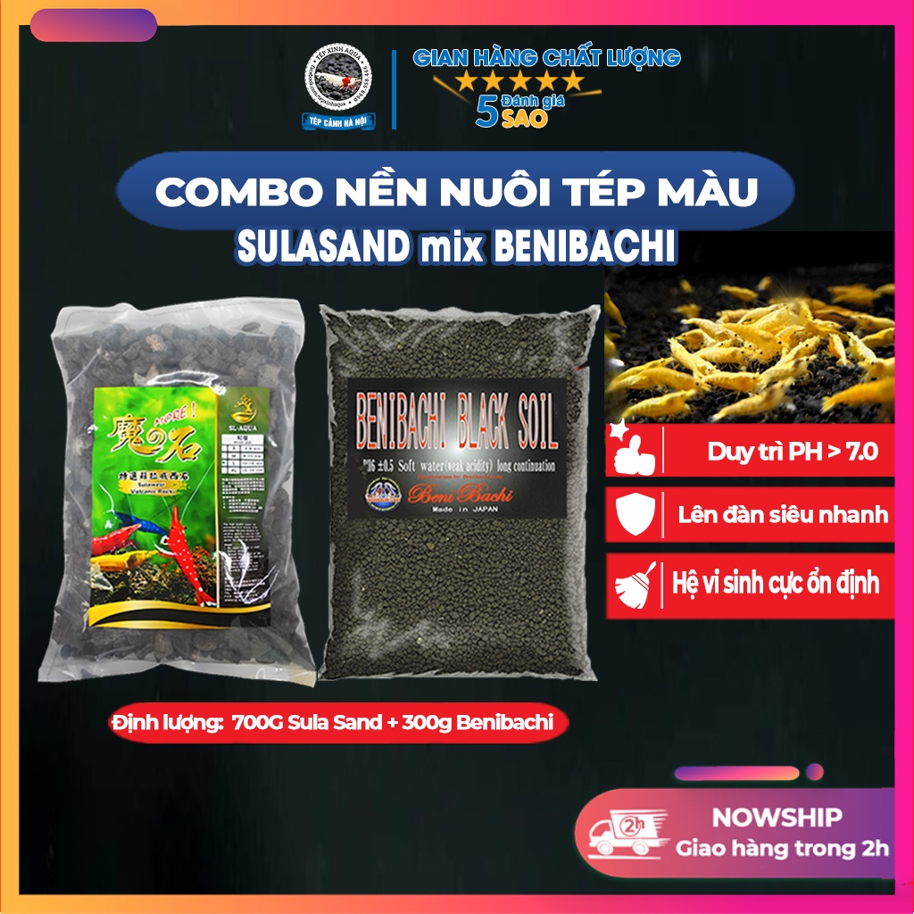 Nền nuôi tép cảnh - Mix Benibachi + Sula sand - Chuyên dụng cho tép màu - 1 LIT  - Tép xinh aqua