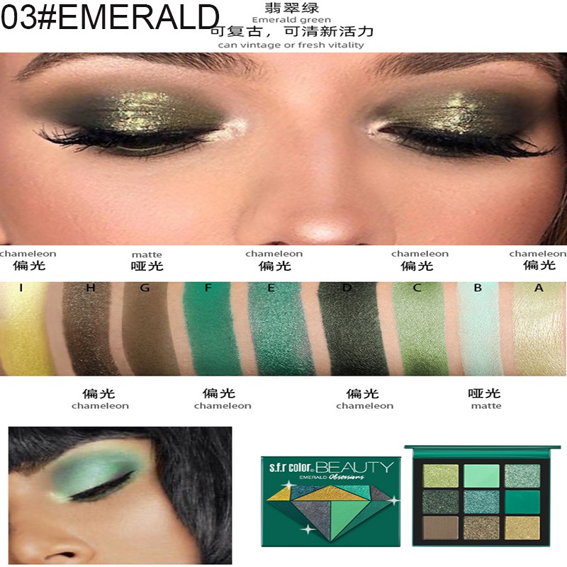 Bảng phấn mắt S.F.R Color 9 màu phân cực tông xanh lá | BigBuy360 - bigbuy360.vn