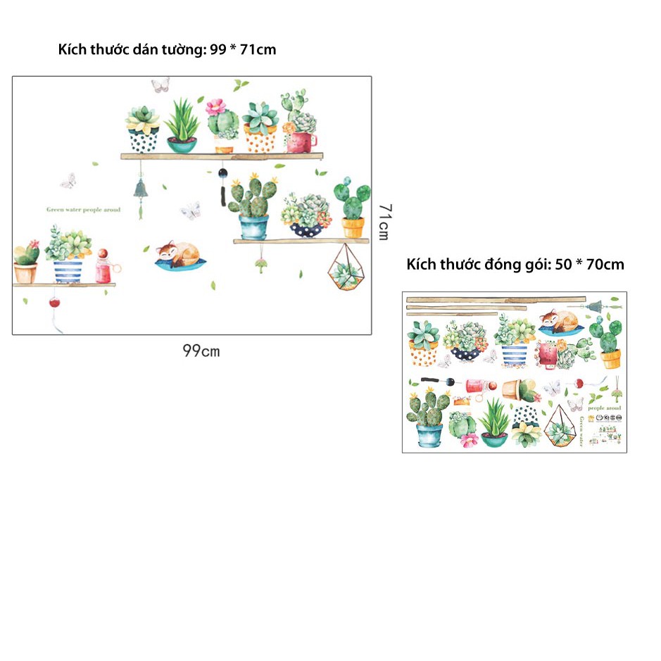 Decal dán tường cho bé, tranh dán tường Hàn Quốc sticker trang trí phòng trẻ em (Kệ Hoa Đá) | BigBuy360 - bigbuy360.vn