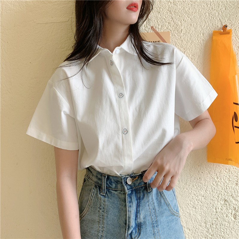 A54 - Áo Sơ Mi Bigsize Tay Ngắn Họa Tiết Vịt Chất Kaki
