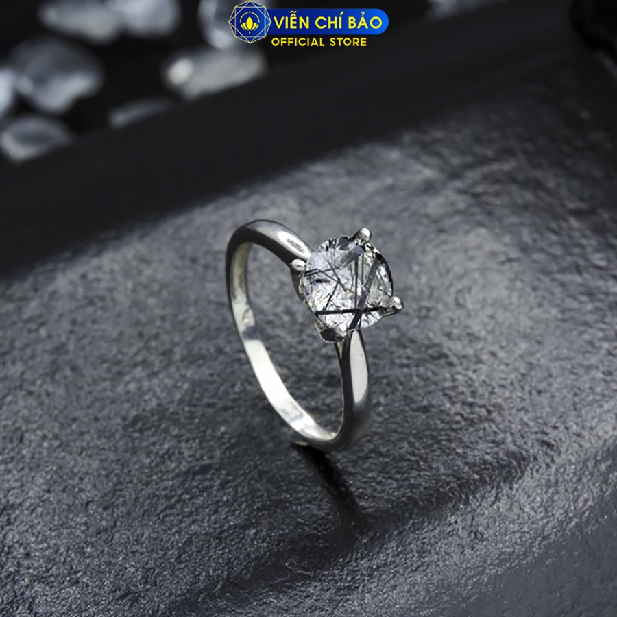 Nhẫn bạc nữ tóc đen không viền đá chất liệu bạc 925 thời trang phụ kiện trang sức Viễn Chí Bảo N600031