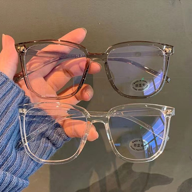 Kính mát gọng vuông trong suốt chống bức xạ phong cách Hàn Quốc thời trang dành cho unisex