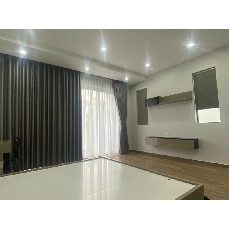 Rèm vải màu xám chì   cao cấp ,chống nắng cản sáng 99%