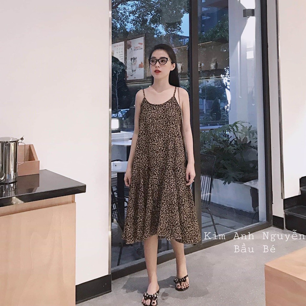 Đầm 2 Dây Họa Tiết Da Beo Xinh