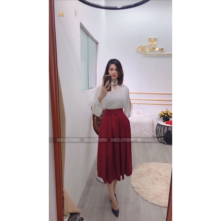 Áo đính đá, chân váy lụa thiết kế HH Clothing