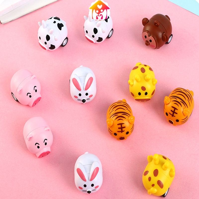 Đồ chơi xe hình động vật mini kéo lùi chạy cót nhiều màu chó bé