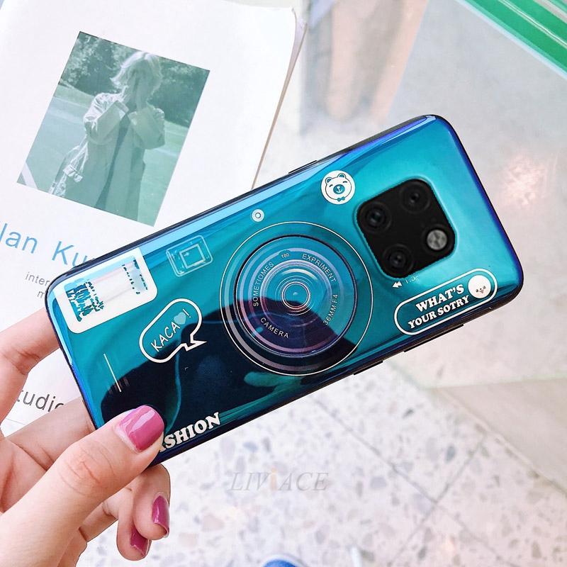 Ốp điện thoại TPU silicon mềm in hình máy ảnh có giá cầm cho Huawei Mate 20 P30 Pro Honor 8X Nova 2 Lite Note 10 Y5