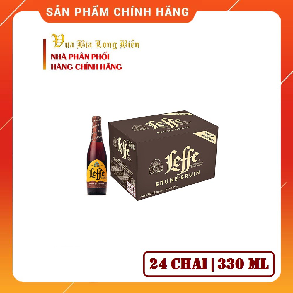 Bia LEFFE BRUNE - Bia thầy tu trứ danh Bỉ, Nồng độ cồn 6,6%, Thùng tiêu chuẩn 24 chai x 330ml