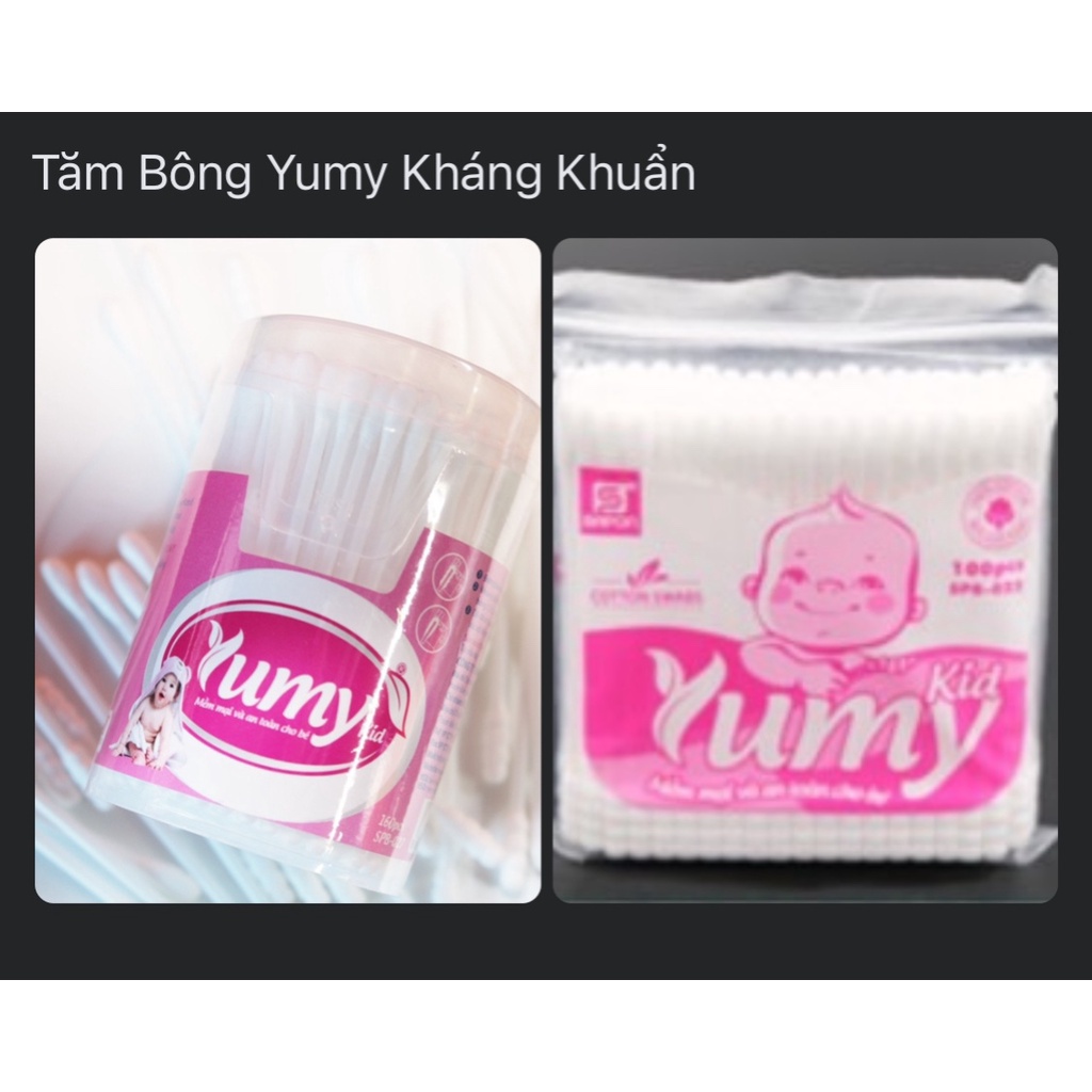 Tăm Bông Yumy Kháng Khuẩn Trẻ Em Vệ Sinh Tai Mũi, An Toàn Tiêu Chuẩn Thụy Sĩ