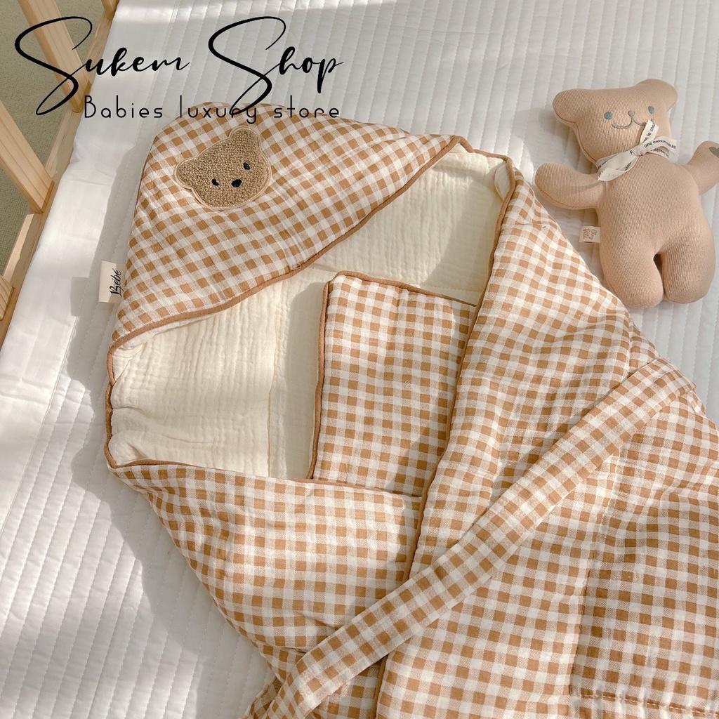 Chăn Ủ Xô Cho Bé/Ủ Choàng Bông Kèm Đai BéBé Mẫu Mới Dầy Dặn Ấm