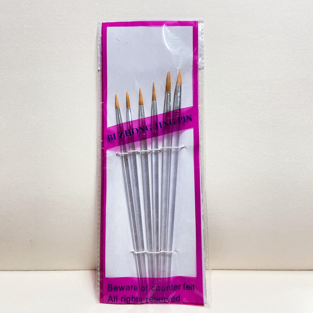 Túi 6 bút lông, cọ vẽ bé loại tròn