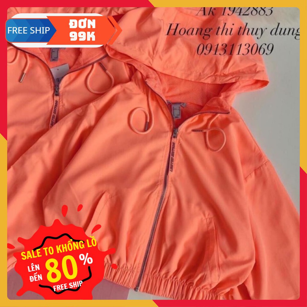 [HOT SALE] Áo khoác dù tay dơi màu cam neon nổi bật mã  Có ảnh thật