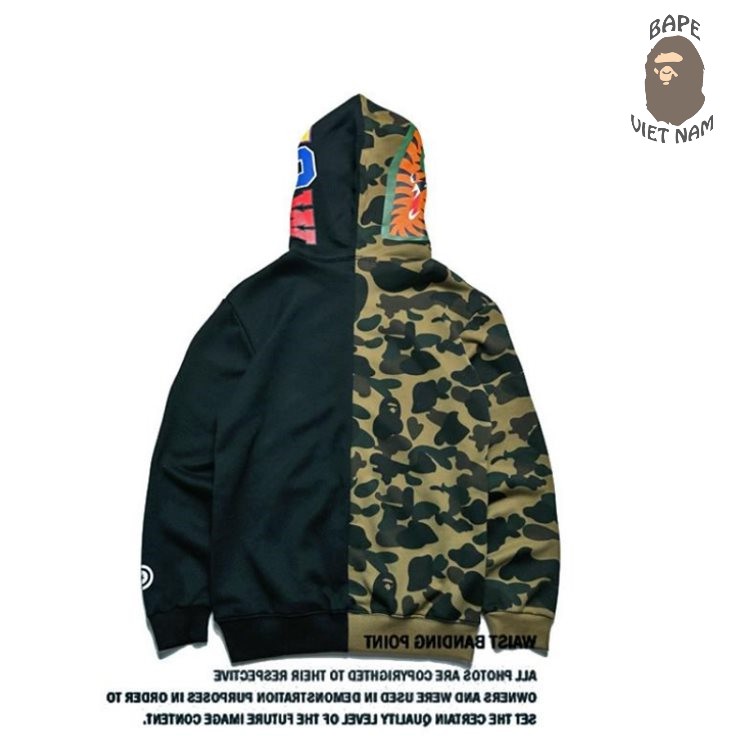 [Ảnh thật + FREESHIP] Jacket Bape Shark Half Camo fullzip , Áo Hoodie Bape Cá Ngáo | BigBuy360 - bigbuy360.vn