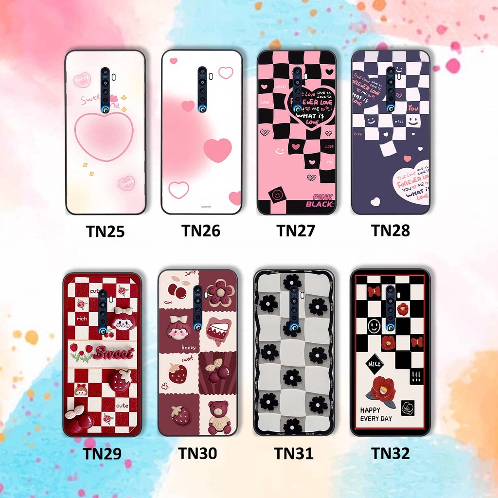 Ốp Oppo Reno 2f / Reno2 F in hình trái tim, caro kẹo ngọt đầy cá tính siêu đẹp siêu chất