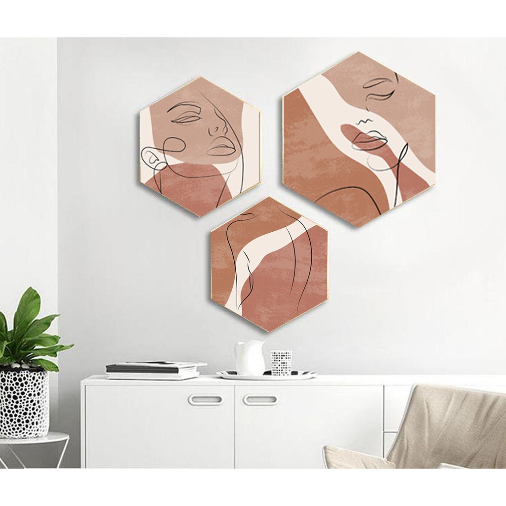 Set tranh dán tường decor lục giác | BigBuy360 - bigbuy360.vn