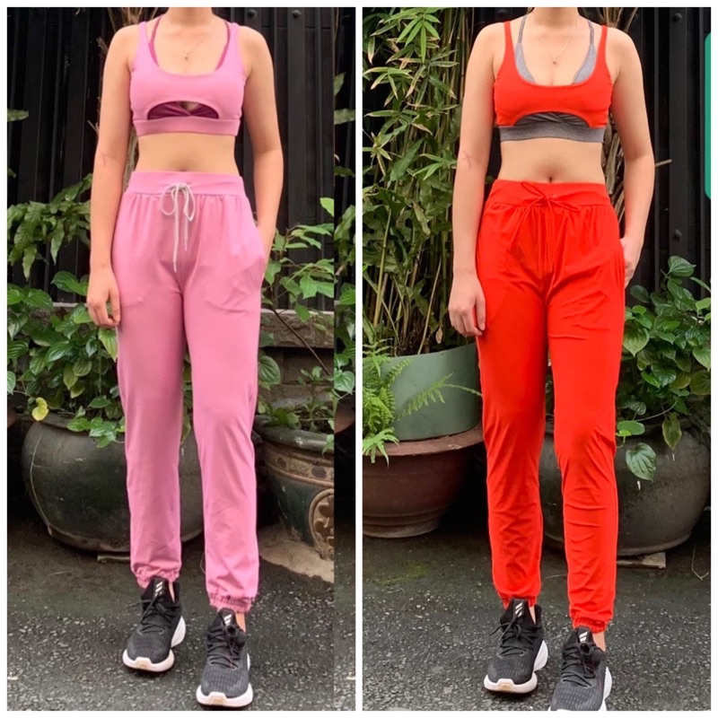 Bộ áo  bra thể thao quần thụng jogger 2 Lớp Siêu Hot tập gym yoga