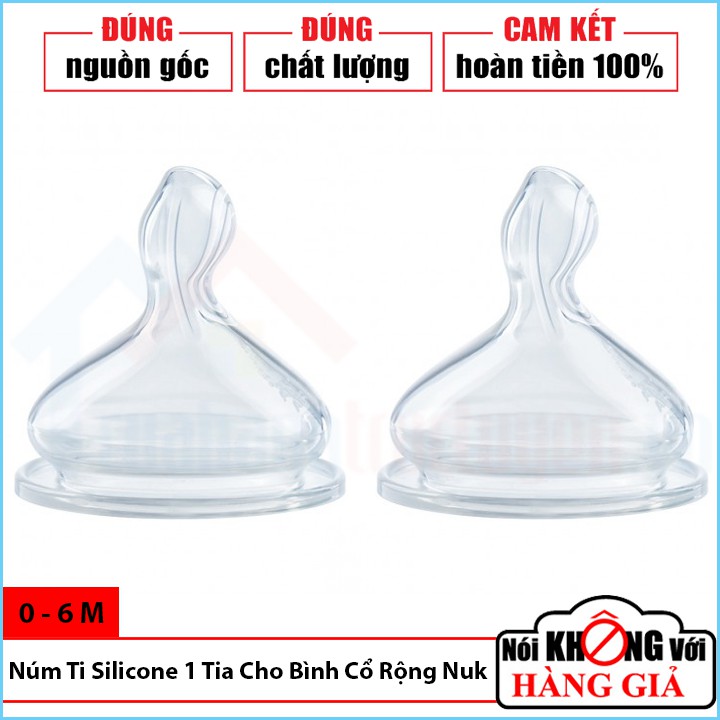 [CHÍNH HÃNG] Bộ 2 Núm Ti Silicone Dẹt Chỉnh Nha Nuk Thay Thế Bình Cổ Rộng Premium Choice+ Cho Trẻ Dưới 6 Tháng Tuổi