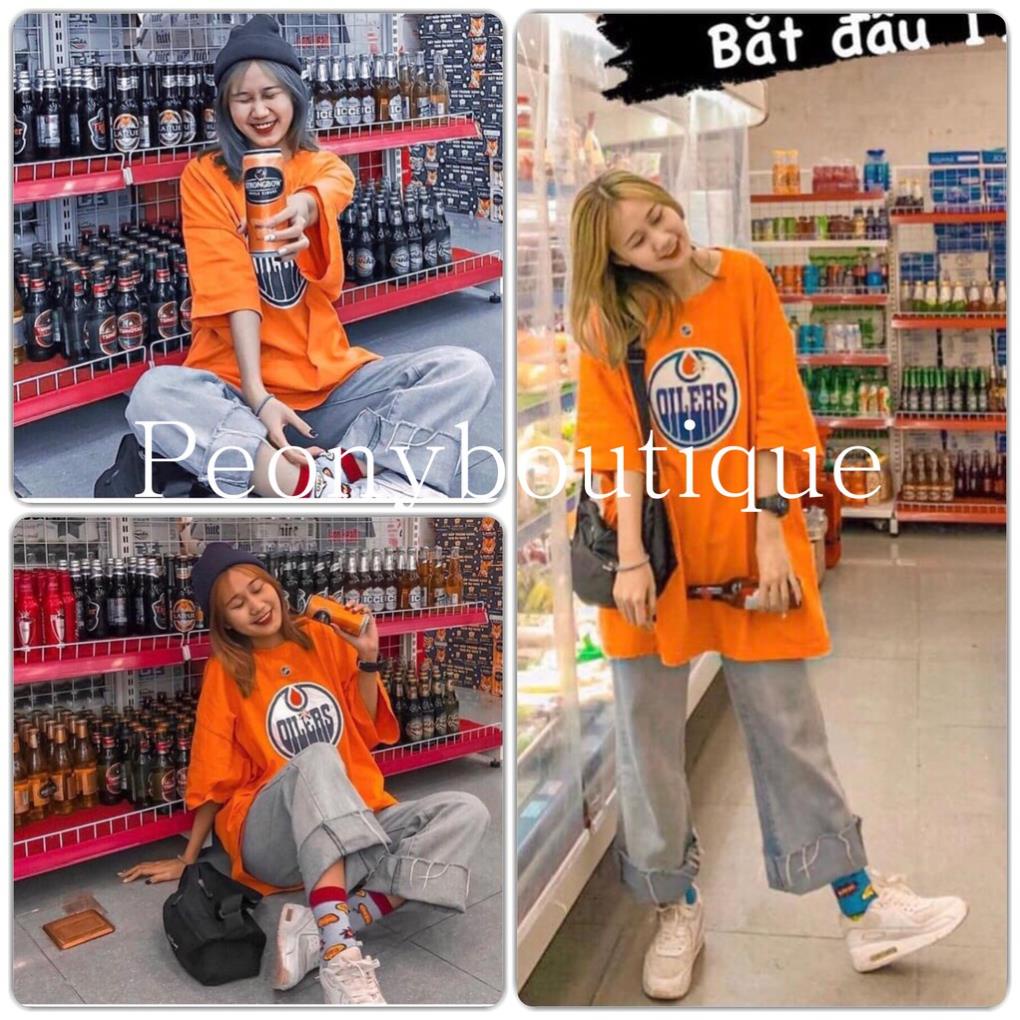 🌸 Phông tay lỡ oversize in chữ cá tính, màu cam nổi bật Ulzzang HOT 🌸 ་