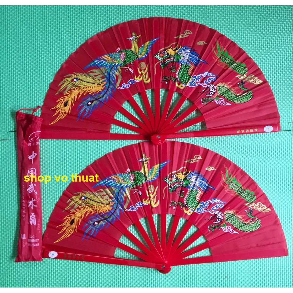 Cặp quạt tập dưỡng sinh cao cấp đỏ