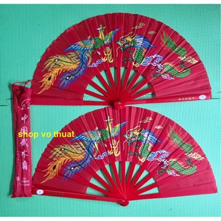 Cặp quạt tập dưỡng sinh cao cấp đỏ