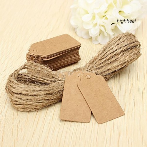 Set 100 Thẻ Tag Giấy Kèm Dây Thừng Dùng Để Trang Trí Đẹp Mắt