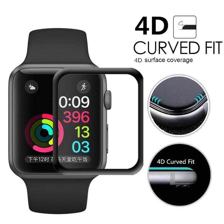 Kính cường lực toàn diện 3D HD 9H bảo vệ mặt đồng hồ IWatch Series SE 6 5 4 3 2 1 38mm 40mm 42mm 44mm