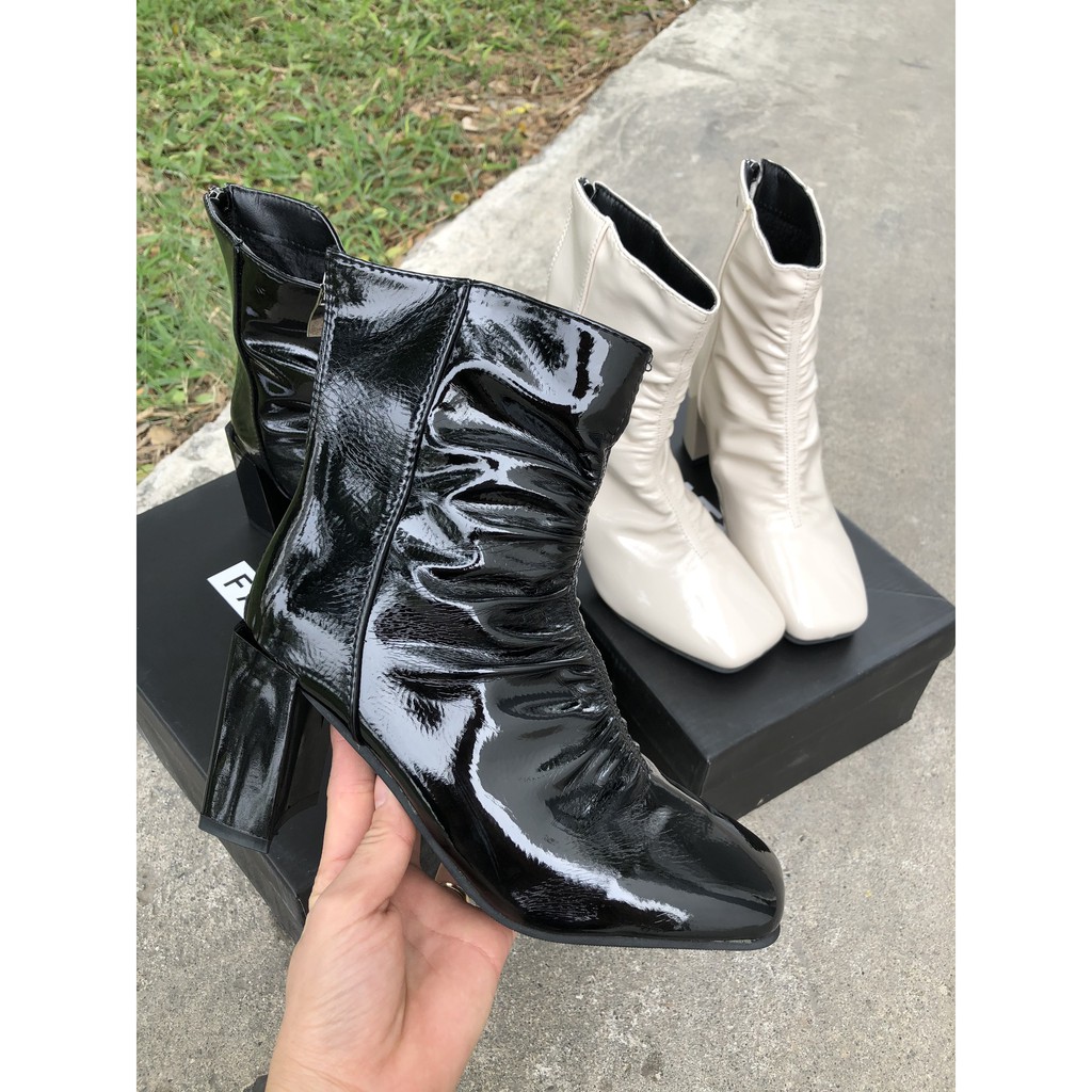  Boot Nữ Nhún Chun Trước Phối Khóa Sau , Boot Nữ chất Da Bóng cao 8 Phân ( Full Box F12 ) | BigBuy360 - bigbuy360.vn