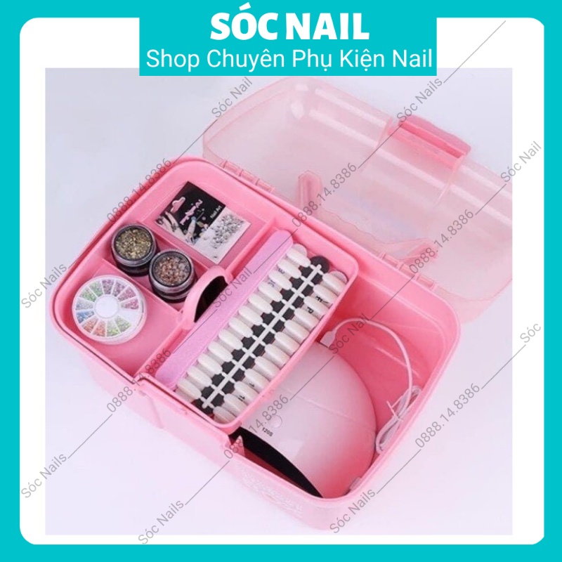 Cốp Nhựa Đựng Đồ Nail Mi Phun Xăm Tiện Lợi Màu Hồng Đựng Được Nhiều Đồ