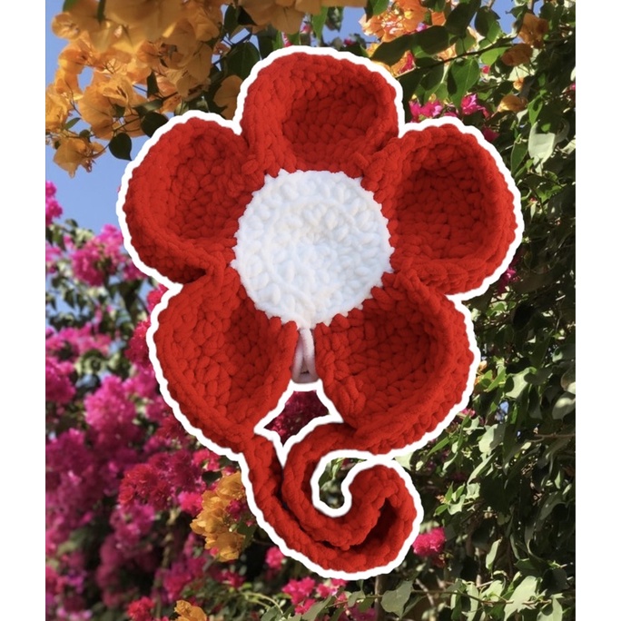 Túi len bông hoa đỏ - Bloom crochet bag - Mếu Máo