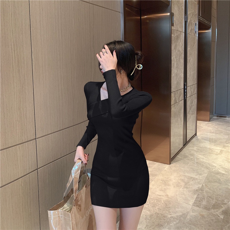 Váy len montoghi ôm body, đầm len ngắn dáng ôm Đ885 có video ảnh thật