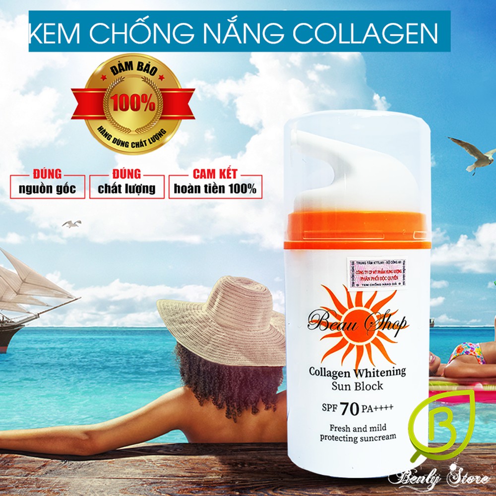Kem chống nắng Beau Shop collagen whitening sun block- AppleBee Daily UV Facial Sun Cream - KCN kềm dầu, nâng tone