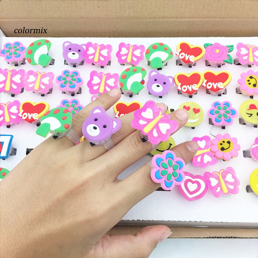 Nhẫn Đèn LED Hình Hoa Bướm / Gấu Hoạt Hình Có Thể Điều Chỉnh Cho Bé