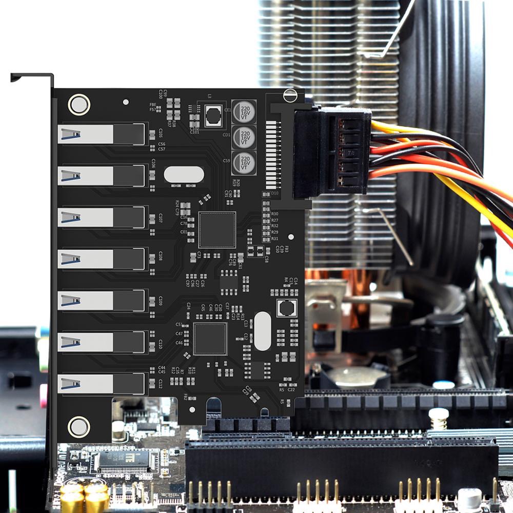 Card PCI to USB ORICO PVU3-7U-V1 7 cổng usb 3.0 15 pin dây nguồn sata chipset vl805 vl812