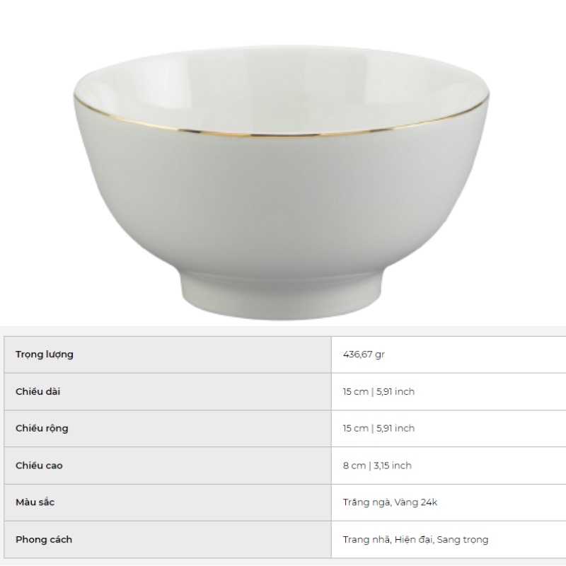 TÔ MINH LONG 15 CM JASMINE IFP CHỈ VÀNG