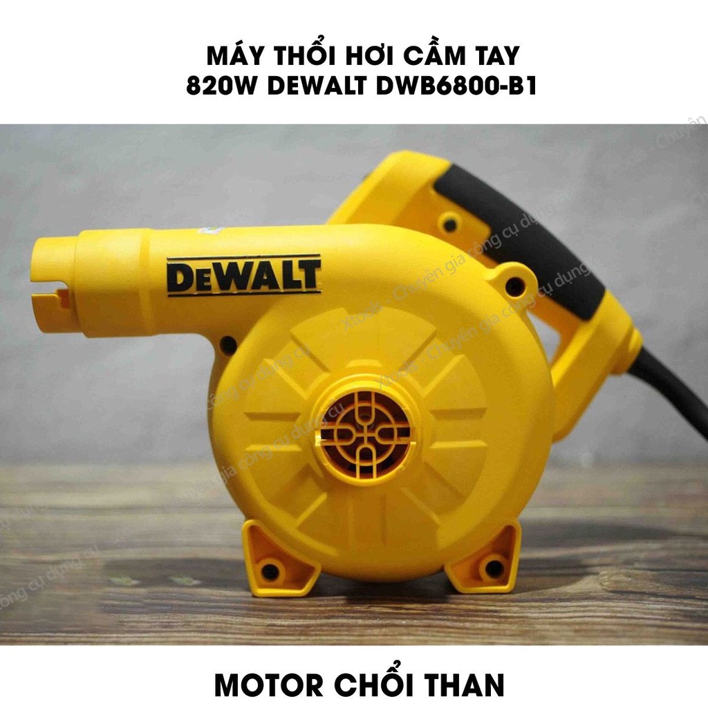 Máy thổi hút bụi DeWALT DWB6800-B1 công suất 800W tặng kèm túi chứa bụi, ống và 2 vòi hút bụi. Máy thổi/hút bụi cầm tay