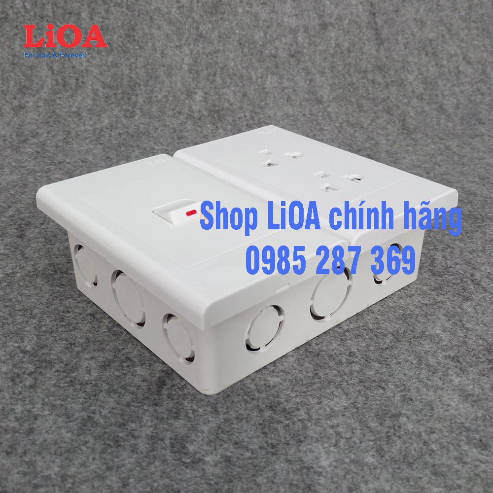 Combo ổ cắm điện đôi 3 chấu LiOA 16A 3520W + 1 công tắc điện - Lắp âm tường