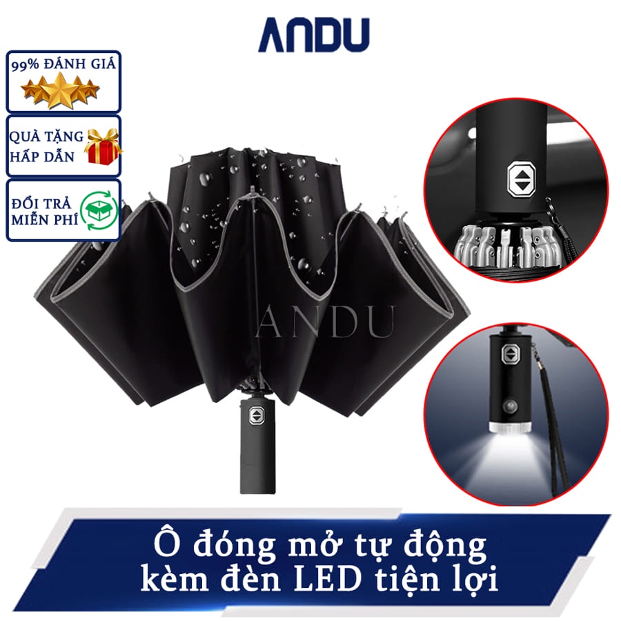 Ô Tự Động Hai Chiều Cao Cấp, Dù Đóng Mở Tự Động Có Kèm Đèn Pin Tiện Lợi