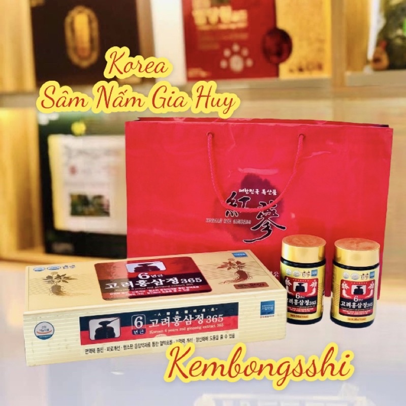 Cao Hồng Sâm 365 Hàn Quốc, Hộp 4 lọ, 240ml