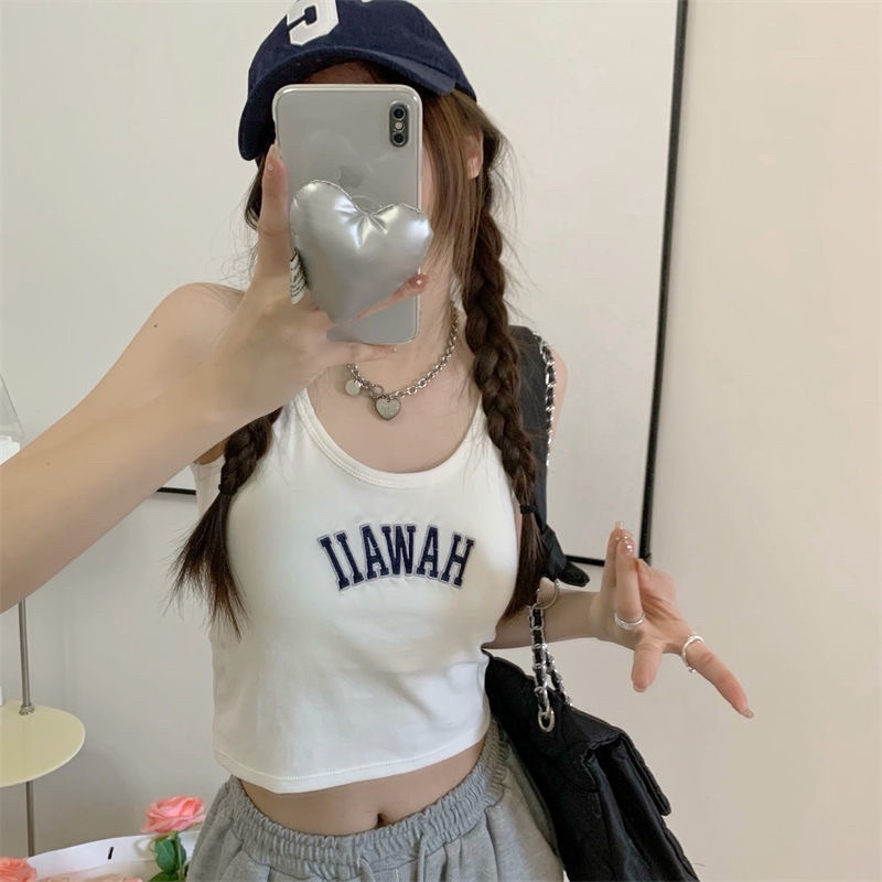 Áo Ba Lỗ Hawaii Co Dãn Có Đệm Mút Ngực Croptop Tank Top Áo Lót Mặc Trong Cá Tính