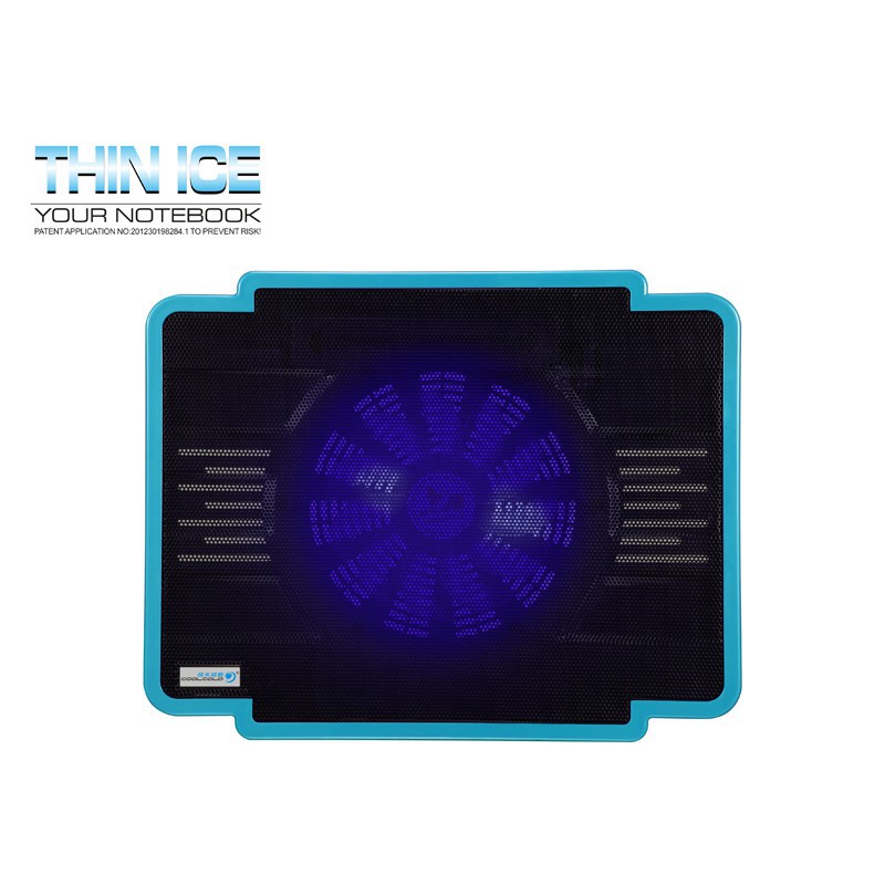 [Freeship Toàn Quốc Từ HĐ 50k] Đế tản nhiệt laptop COOLCOLD Thin Ice K17 1 Quạt Màu Đen Led Light Blue (Đen)