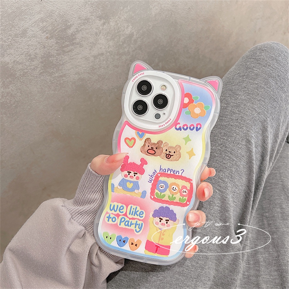 Cat EarỐp Điện Thoại Mềm Hình Tai Mèo / Gấu Nhiều Màu Cho iPhone 14 13 12 11 Pro Max SE2020 X XR Xs Max 7 8 6 6s Plus