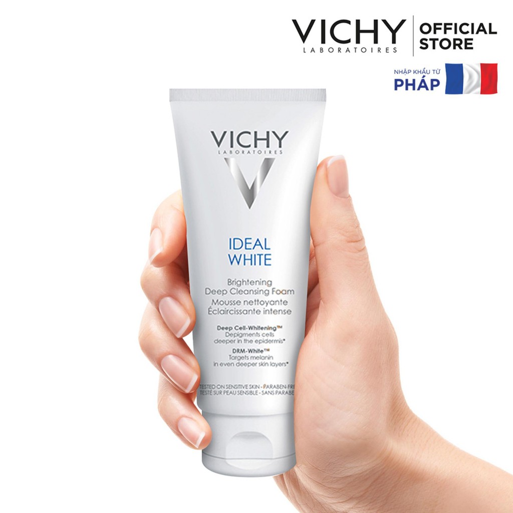 Sữa rửa mặt dưỡng trắng VICHY IDEAL WHITE BRIGHTENING DEEP CLEANSING FOAM 100ml giảm thâm nám