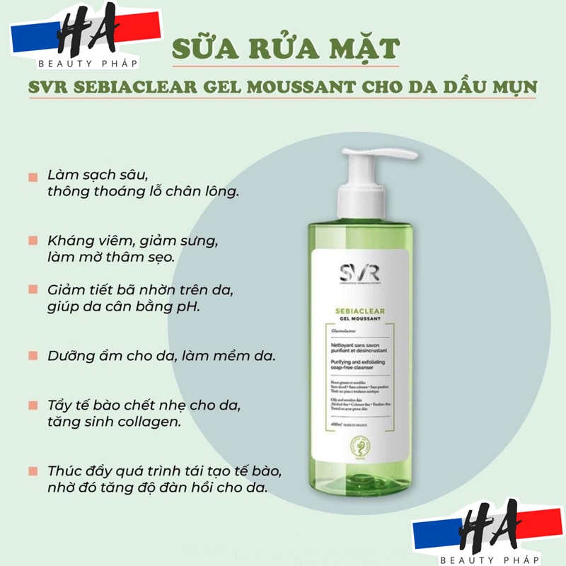 Sữa Rửa Mặt SVR Cho Da Dầu Mụn, Nhạy Cảm BẢN PHÁP Sebiaclear Gel Moussant  (Đủ Bill - Đủ Size) | BigBuy360 - bigbuy360.vn