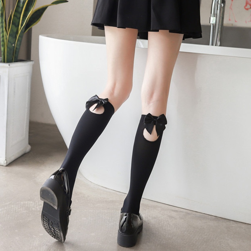 Xixi Tất Ống Lửng Đính Nơ Sau Lưng Phong Cách Lolita Dành Cho Nữ