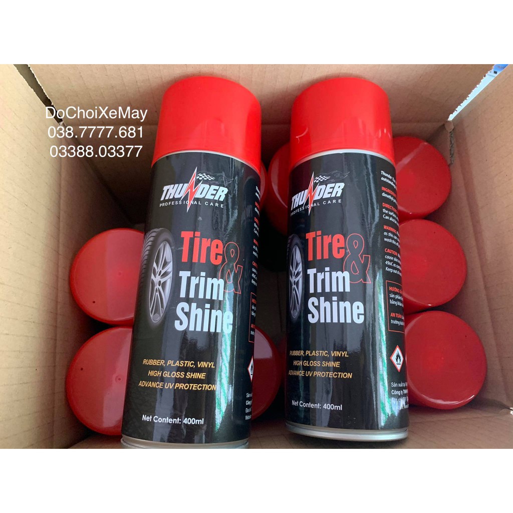 Dưỡng, Phục Hồi Nhựa Nhám, Bóng Vỏ Xe Thunder Tire Trim Shine Cao Cấp Chính Hãng Cho Mọi Loại Xe