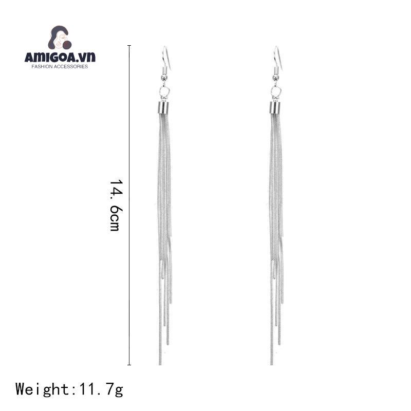 Bông Tai Dáng Dài Phối Tua Rua Đơn Giản Sáng Tạo Cho Nữ