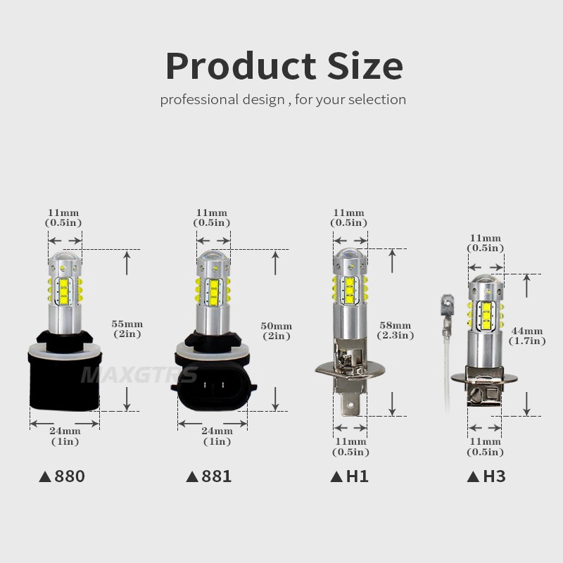 Bộ 2 Bóng Đèn Led MAXGTRS H1 H3 H27 880 881 6000k Cho Xe Ô Tô